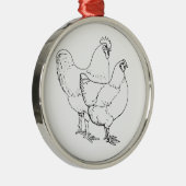 Erbzucht-Hühner - Hahn und Henne Silbernes Ornament (Rechts)