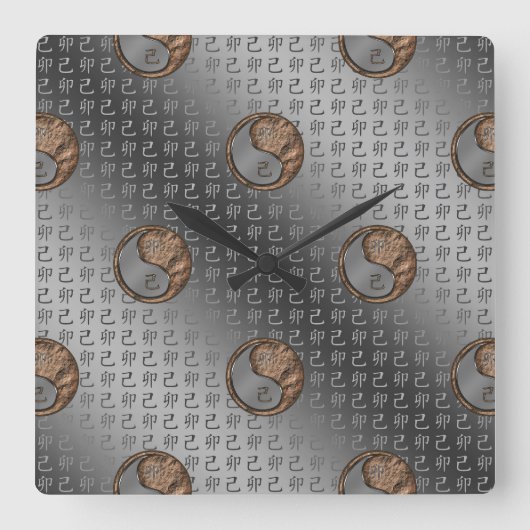 Erd-Hase Quadratische Wanduhr (Vorderseite)