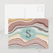 Erd-Rainbow-Marmor-Gemstone-Muster-Monogramm Postkarte (Vorne/Hinten)