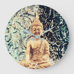 Erd-Sitzender Buddha Eleganter Zen-Erleuchtung Große Wanduhr