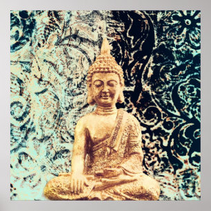 Erd-Sitzender Buddha Eleganter Zen-Erleuchtung Poster