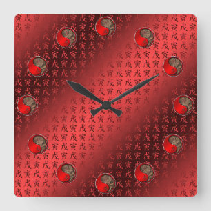 Erd-Tiger Quadratische Wanduhr
