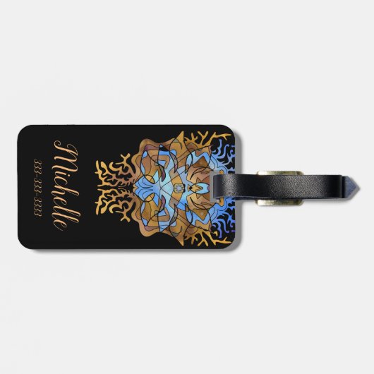 Erd-und Himmel-Mandala Gepäckanhänger (Rückseite horizontal)