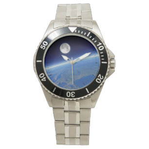 Erd-und Mond-Ansicht Armbanduhr