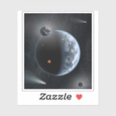 Erdähnlicher Planet mit Ozeanen, die seine Oberflä Aufkleber (Blatt)