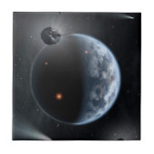 Erdähnlicher Planet mit Ozeanen, die seine Oberflä Fliese (Vorderseite)