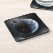 Erdähnlicher Planet mit Ozeanen, die seine Oberflä Getränkeuntersetzer (Linke Seite)