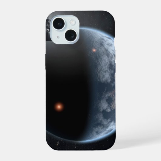 Erdähnlicher Planet mit Ozeanen, die seine Oberflä iPhone 15 Hülle (Rückseite)
