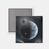 Erdähnlicher Planet mit Ozeanen, die seine Oberflä Magnet (Vorderseite/Rückseite)