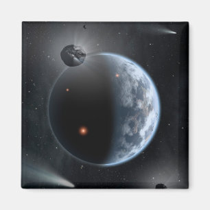 Erdähnlicher Planet mit Ozeanen, die seine Oberflä Magnet