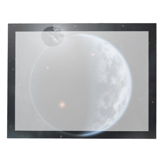 Erdähnlicher Planet mit Ozeanen, die seine Oberflä Notizblock (Vorderseite)