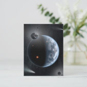 Erdähnlicher Planet mit Ozeanen, die seine Oberflä Postkarte (Stehend Vorderseite)