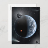 Erdähnlicher Planet mit Ozeanen, die seine Oberflä Postkarte (Vorne/Hinten)