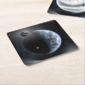 Erdähnlicher Planet mit Ozeanen, die seine Oberflä Rechteckiger Pappuntersetzer (angewinkelt)