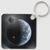 Erdähnlicher Planet mit Ozeanen, die seine Oberflä Schlüsselanhänger (Rückseite)