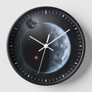 Erdähnlicher Planet mit Ozeanen, die seine Oberflä Uhr