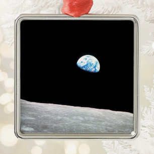 Erdaufgang von Mond Raum Foto Ornament Aus Metall