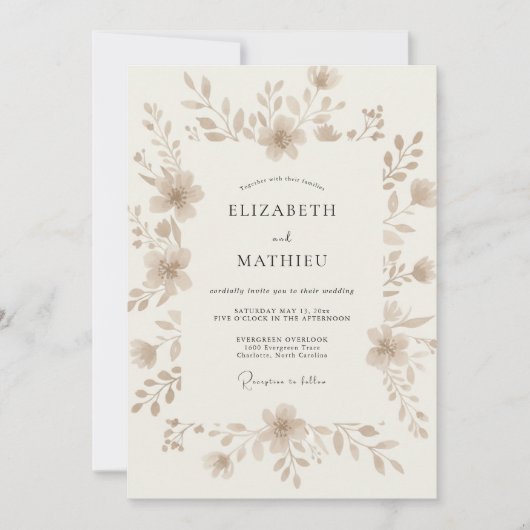 Erdbare Wildblumen-Hochzeit Einladung (Vorderseite)
