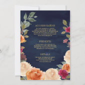 Erdbeben-Kranz in einer Marinehochzeit Einladung (Rückseite)