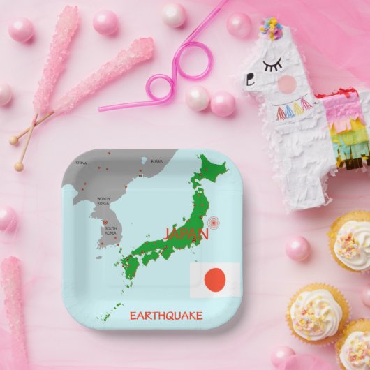 Erdbeben Seismic Map Pappteller (Party)