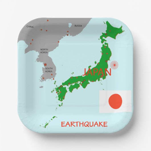 Erdbeben Seismic Map Pappteller (Vorderseite)