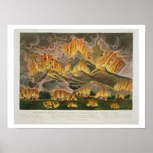 Erdbeben und Eruption des Berges Asama-y Poster