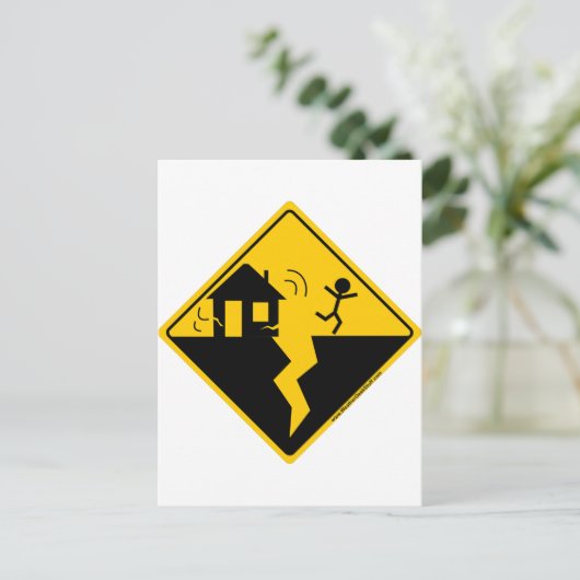 Erdbebenwarnung Postkarte (Stehend Vorderseite)