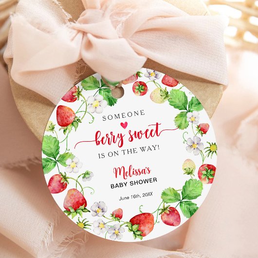 Erdbeer-Baby-Party Geschenkanhänger