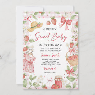 Erdbeer-Baby-Party - Süße Berry Mädchen Einladung