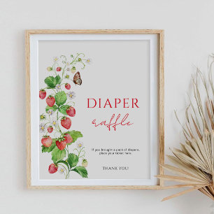 Erdbeer-Baby-Party-Windel-Raffel  Poster