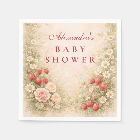 Erdbeer-Baby Shower Serviette (Vorderseite)