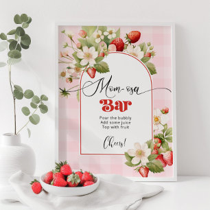 Erdbeer-Baby-Shower-Thema Mom-osa-Bar Poster