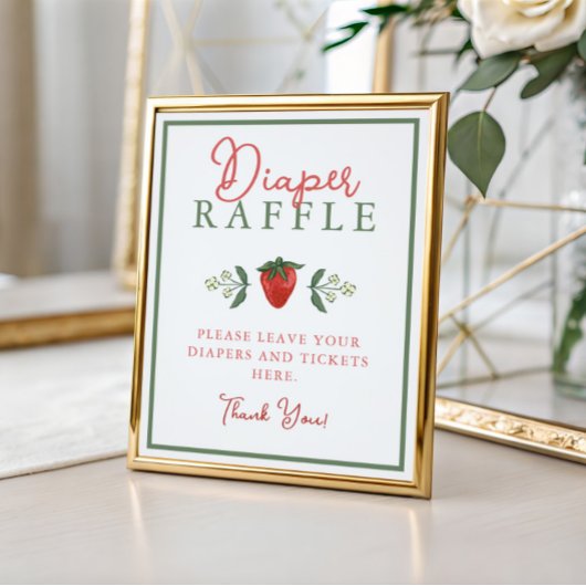 Erdbeer-Baby-Shower-Windel-Raffel-Schild Poster