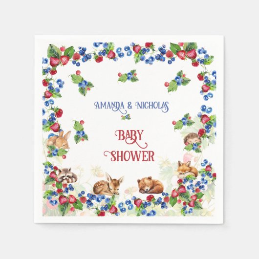 Erdbeer Blaubeer Baby Shower Serviette (Vorderseite)