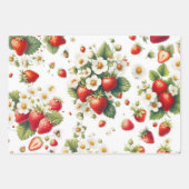 Erdbeer-Blumen-Geschenkpapier-Bundle-Set Geschenkpapier Set (Vorderseite 3)