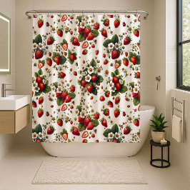 Erdbeer-Blumen-Landhaus-Duschvorhang Duschvorhang