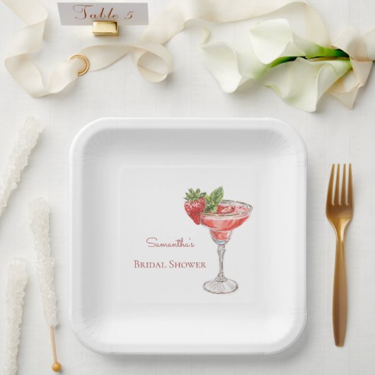 Erdbeer-Cocktail-Getränke Brautparty Pappteller (Hochzeit)