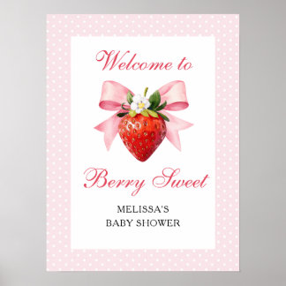 Erdbeer Coquette Rosa Babyparty Willkommen Poster