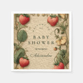 Erdbeer Cottagecore Babyparty Serviette (Vorderseite)