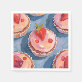 Erdbeer-Cupcakes | Frucht-Aquarell-Feierlich Serviette
