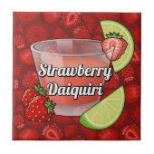 Erdbeer-Daiquiri-Cocktail Fliese (Vorderseite)