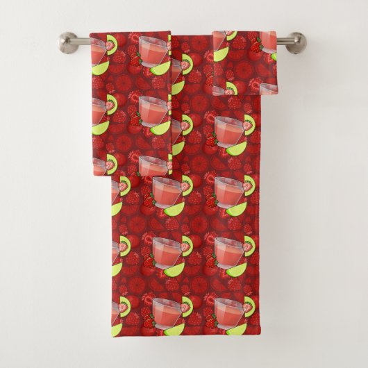 Erdbeer-Daiquiri-Muster Badhandtuch Set (Insitu)
