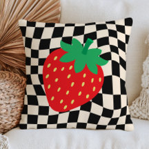 Erdbeer-Design auf kariertem Muster Retro-Frucht