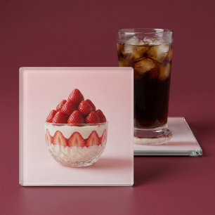 Erdbeer-Dessert Glasuntersetzer