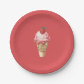 Erdbeer-Eiscreme-Torte Geburtstag Pappteller (Vorderseite)