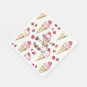 Erdbeer-Eiscreme-Tüten Geburtstag Serviette (Ecke)
