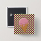 Erdbeer-Eiscreme-Tüten-Knöpfe Button (Vorne & Hinten)