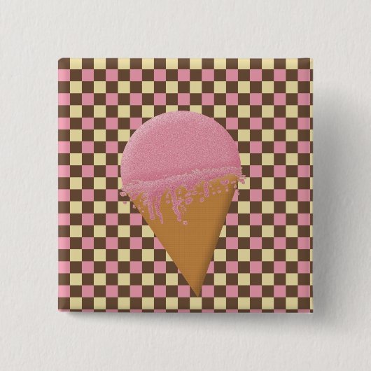 Erdbeer-Eiscreme-Tüten-Knöpfe Button (Vorderseite)