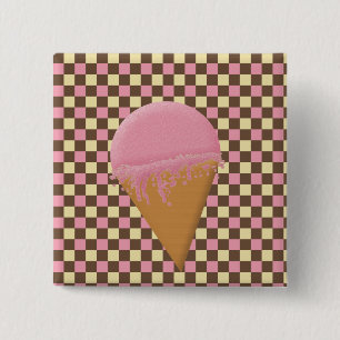 Erdbeer-Eiscreme-Tüten-Knöpfe Button
