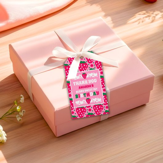 Erdbeer-Erstgeburtstagsfeier Geschenkanhänger